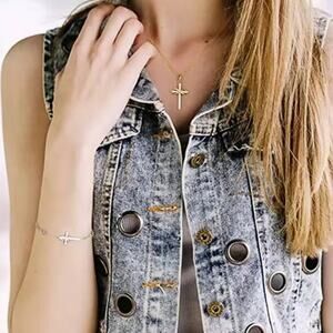 Gold Infinity Cross Necklace CZ Diamonds Women's Anniversary Birthday Gift NEW